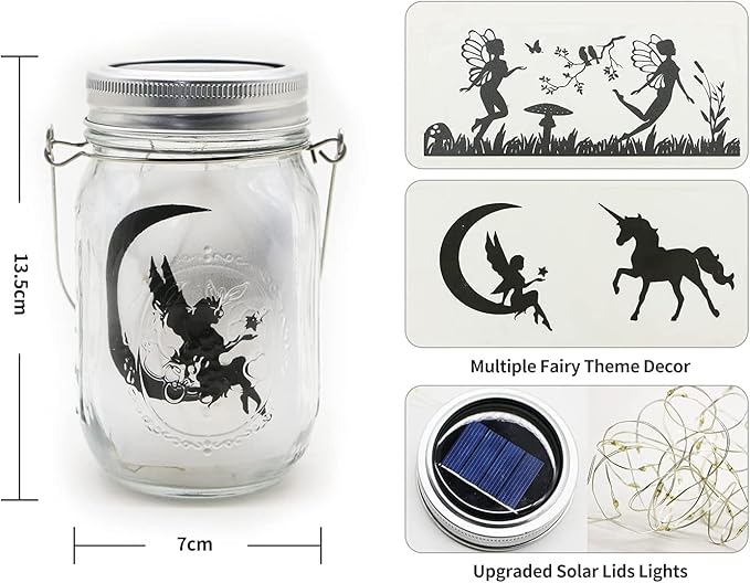 Solar String Lights for Mason Jar Lids, 8 Pack, Cold White Copper Wire