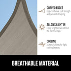GORILLA GRIP Heavy Duty Sun Shade, UV Protection Fade Tear and Rust Resistant Rectangle Sunshade Canopy, Curved Edges Blocks Sunlight, Breathable Sail, Outdoor Patio, Lawn Garden 12x12 FT Gray