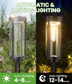 Bright Solar Pathway Lights, 2 Pack Solar Lights Outdoor Waterproof IP65, Auto On/Off Path Landscape Lighting, Long Lasting Outdoor Light for Yard Garden Walkway Landscape Lawn Patio Lighting