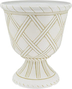 Arcadia Garden Products PL61BG Lattice Plastic Garden Urn, Classic Decorative Garden Pot Planter for Indoor and Outdoor Plants, Beige