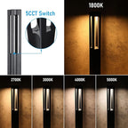 LEONLITE 5CCT Low Voltage Path Lights, Update 1800K2700K3000K4000K5000K Selectable, 3W LED Landscape Pathway Lights, Outdoor Landscape Lighting, Aluminum, 12-24V AC/DC, ETL, IP65, Pack of 6