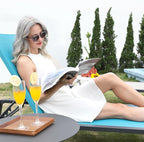 Aluminum Chaise Lounge Chair Outdoor, Foldable Patio Lounge Chair 2 Sets Assemble-Free, Pool Lounge Chairs with 5 Adjustable Backrest, Outdoor Lounge Chairs for Outside Poolside Beach Lawn Blue