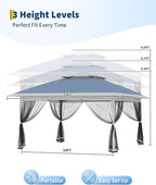 Canopy Tent 12x12 ft, Pop Up Gazebo One-Push Setup with 4 SandBags for Backyard Parties and BBQs, Mosquito Netting & Height Adjustable - Navy Blue