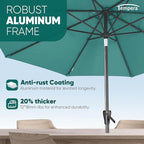Tempera Patio Market Outdoor Table Umbrella with Auto Tilt and Crank, Large Sun Umbrella with Sturdy Pole & Fade Resistant Canopy, Easy to Set