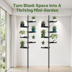 Tension Rod Plant Stand, Plant Poles for Hanging Plants Indoor, 6 Tier Tension Pole Plant Hanger, Floor to Ceiling Plant Pole with 6 Trays Hanging Plant Stand (Fit 3.6-10ft Ceiling)