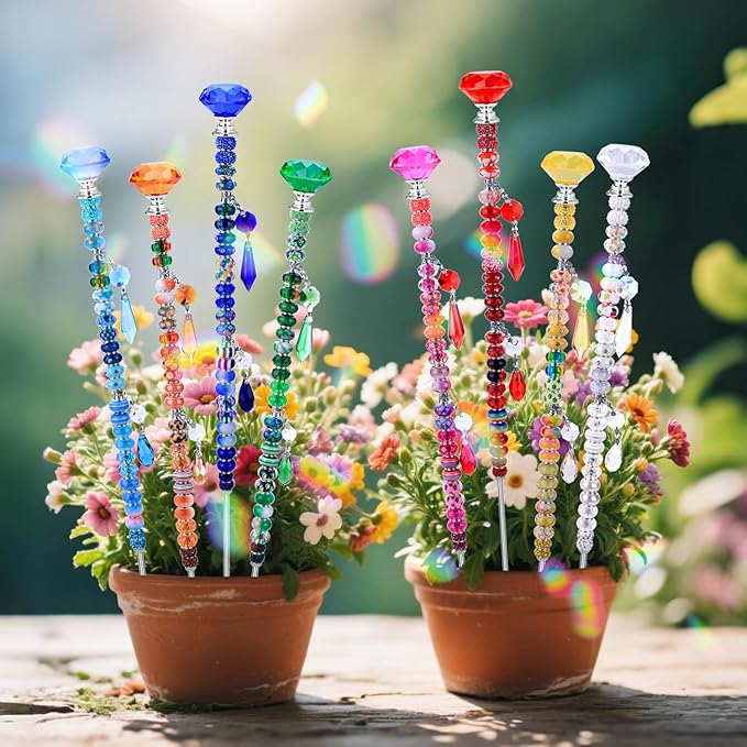 Decorative Garden Stakes Kit with 423 Crystal Pieces and 11 Colors