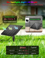 Zyan Solar Color Changing RGB Spotlights with Remote, Separate Monocrystalline Panels & USB-C Powered 18000mAh Auto On Off, Outdoor IP65 Waterproof, for Patio Yard Garden Pathway (12 Pack)