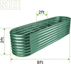 Land Guard 8×2×2ft Galvanized Raised Garden Bed Kit, Raised Garden Boxes Outdoor, Oval Metal Raised Garden Beds for Vegetables, Forest Green