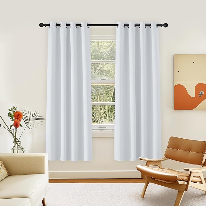 Greyish White Room Darkening 72 inch Curtain – W46 x L72, 1 Panel