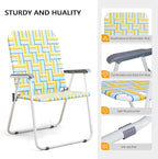 VINGLI Patio Lawn Webbed Folding Chairs Outdoor Beach Portable Camping Chair for Yard, Garden (2, Yellow, Oversized)