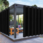 PureFit Outdoor Curtains for Patio Waterproof Weatherproof, UV Resistant Outside Curtains for Gazebo, Front Porch, Pergola, Sun Blocking Privacy Curtain, 100W x 120L inch, 1 Panel, Black