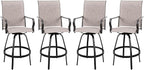 Vongrasig 4 Piece Patio Swivel Bar Chairs, All Weather Metal Textile High Swivel Bar Stools Chairs, Outdoor High Top Bistro Set for Backyard, Lawn Garden, Balcony, Taupe
