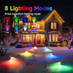RGB Solar Spot Lights Outdoor with PC Light Guide Column, 8 Lighting Modes Christmas Landscape Lighting, IP65 Waterproof Solar Color Changing Lights Outdoor for Garden Yard Tree Pathway, 6Pack