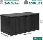 YITAHOME 260 Gallon Large Deck Box with Divider & Side Handles, Outdoor Double-Wall Storage for Patio Furniture Cushions, Garden Pool Accessories, Water Resistant & Lockable