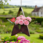 Metal Plant Hangers Indoor and Outdoor for Mom Women Her Wife Garden Lovers Birthday - Star Shape Hanging Planters for Window Wall Living Room Office Decor(Rustic)