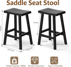 Bar Stools Outdoor Set of 4, Waterproof Modern Durable Resin Saddle Seat,Counter Stool Sturdy Modern Stylish, All-Weather Barstools for Patio, Balcony, or Kitchen Counter(24'')