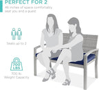 Best Choice Products Outdoor Bench 2-Person Wicker Garden Patio Benches Seating Furniture for Backyard, Porch w/Seat Cushion, 700lb Capacity - Gray/Navy
