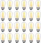 24 Pack LED S14 Replacement Light Bulbs, Waterproof 1W Vintage Edison Bulbs for Outdoor Patio Backyard String Lights, Dimmable, E26 Regular Medium Screw Base, 2200K Warm White