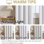 H.VERSAILTEX Linen Curtains 100% Blackout Curtains for Bedroom 102 inch Long Full Light Blocking Nature Linen Blended Window Curtains for Living Room Nickel Grommet (2 Panels, Heathered White)