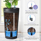 24in Tall Self-Watering Planters Set of 2 - Black Flower Pots with Water Level Monitor, Non-Toxic Plastic Planters for Indoor Outdoor Patio, Porch, Living Room, Home Office