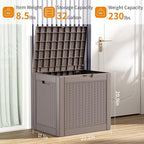 32 Gallon Outdoor Storage Box, Large Resin Deck Box for Patio Cushions, Garden Tools, Pool Accessories, Waterproof and Lockable Design, Storage Bench for Backyard & Deck(Gray)