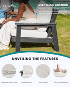 Outdoor Sofa Set of 2, Wood-Like HDPE Patio Chairs with Khaki Cushions