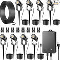 All-in-One Outdoor Low Voltage Landscape Lighting Kit, LED Landscape Spot Lights with 60W Transformer and 65FT Wire, Waterproof Outside Spotlights for Yard, Garden, Tree, Pathway, House, 3000K, 8 Pack