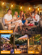 25FT Outdoor String Lights, Patio Lights with 10+1 LED Dimmable Waterproof Shatterproof ST38 Retro Edison 2700K Bulbs for Balcony Yard, Black