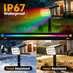Fabrito Color Changing Solar Spot Lights Outdoor 4 Pack, [6+1 Lighting Modes] Auto On/Off RGB Spotlights, Waterproof Multicolor Landscape Lights for Garden, Tree, Halloween, Christmas