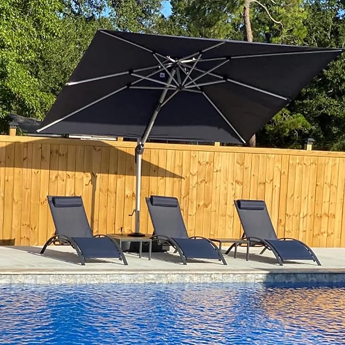 PURPLE LEAF 9' X 12' Patio Umbrella Outdoor Rectangle Umbrella Large Cantilever Umbrella Windproof Offset Heavy Duty Sun for Garden Deck Pool Patio, Grey