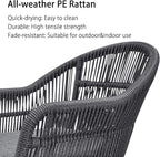 PURPLE LEAF 9 Pieces Patio Dining Set with Outdoor Aluminium Square Dining Table and Woven Rattan Chairs Modern Metal Furniture Cushions Sets for Garden Yard Indoor Decor Kitchen Grey