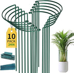 TCBWFY 10 Pack Plant Support Stakes for Peony,10"Widex24"High Heavy Duty 4.5mm Peony Cages and Support,Metal Peony Supports for Outdoor Indoor Plants,Plant Supports for Peony