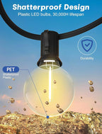 String Lights 25 Ft G40 LED Globes, Warm White, IP44 Waterproof