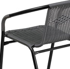 Flash Furniture Lila Modern Rattan Indoor/Outdoor Stackable Dining Chairs, Stacking Rattan Bistro Chairs for Patio or Restaurant, Set of 4, Gray