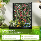 EasyUp Rolling Garden Planter Box with Trellis & Lockable Casters, Outdoor Raised Bed with Drainage & Water Gauge, Durable Resin for Patio, Balcony, Yard, Dust-Proof (Black, 43.43 * 18.27 * 64.29)