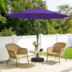 MEWAY 9ft Patio Umbrella Outdoor Table Umbrellas with Push Button Tilt and Crank, Market Umbrella 8 Sturdy Ribs for Deck, Garden, Pool and Backyard, Dark Purple