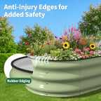 Kesfitt Raised Garden Bed, 4x2x1 FT Galvanized Steel Metal Raised Garden Bed, Oval Open-Bottom Design, 12-Inch Deep for Outdoor Vegetable & Herb Gardening, Fruit Green