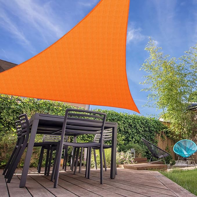 E&K Sunrise 18' x 18' x 18' Sun Shade Sail Triangle Canopy Shade Cover UV Block for Patio Backyard Garden Outdoor (Orange)