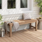 Stoog Outdoor Bench, 2-Person Outdoor Poly Lumber Backless Bench, Weatherproof Garden Bench, Never Rot or Fade, Suit for Church, Backyard, Porch and Park, Teak