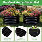 AHEONLAR 2 Pack 2x2x1.5ft Round Galvanized Raised Garden Bed Outdoor Metal Planter Box for Vegetables Steel Raised Beds for Gardening Black