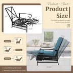 Oakcloud Adjustable Outdoor Lounge Chair Metal Patio Relaxing Recliner Chair with Removable Cushions(Peacock Blue)