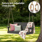VINGLI Heavy Duty 1600 LBS HDPE Porch Swing Outdoor with Rotatable Cup Holder, 4 FT Patio Bench Swing with Adjustable Chains, 2 Person Hanging Porch Swing Chair for Porch, Yard, Tree, Garden - Grey