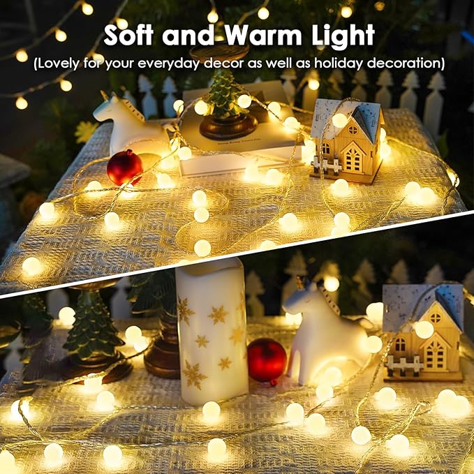 String Lights, 200 Warm White LED Fairy Lights with Remote, 75 Ft