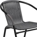 Flash Furniture Lila Modern Rattan Indoor/Outdoor Stackable Dining Chairs, Stacking Rattan Bistro Chairs for Patio or Restaurant, Set of 4, Gray