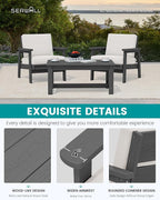 SERWALL HDPE Outdoor Couch Set of 2, All-Weather Wood-Like Patio Furniture Set - Image 6