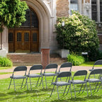 VINGLI 8 Pack Folding Chairs with Padded Seats, Metal Frame with Pu Leather Seat & Back, Capacity 350 lbs, Gray