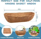 Riare 2 Pack 48 Inch Trough Coco Coir Liners for Planters, Pre-Formed Coconut Coir Replacement Liner Natural Coco Fiber Window Box Liners for Wall Planter, Window Basket Deck Railing Planter