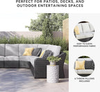 Signature Design by Ashley Beachcroft Curved Modern 5-Piece Outdoor Sectional with Cushion and 6 Throw Pillows, Light Gray