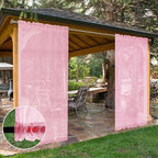 SpaceDresser Waterproof Outdoor Sheer Curtains for Patio - 4 Panels Rod Pocket Indoor Voile Sheer Curtain for Living Room,52W x 108L inch, Light Pink