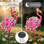 Hexagram Flamingo Yard Decor, Flamingo Solar Lights Outdoor with 2 Pack, Pink Metal Garden Solar Stake Lights, Outside Stakes Decorations for Patio Pathway Lawn